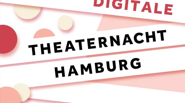 Logo der Theaternacht Hamburg mit Textstreifen vor einem pastellfarbigen Hintergrund auf dem runde Kreise wie Konfetti liegen